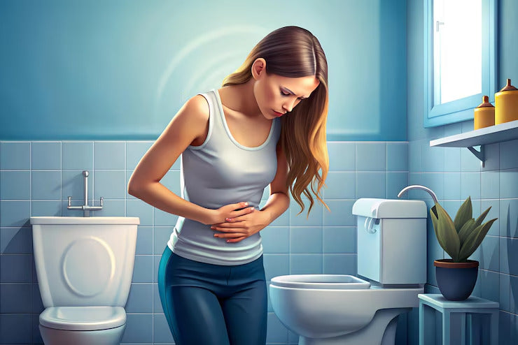 A women suffers from constipation